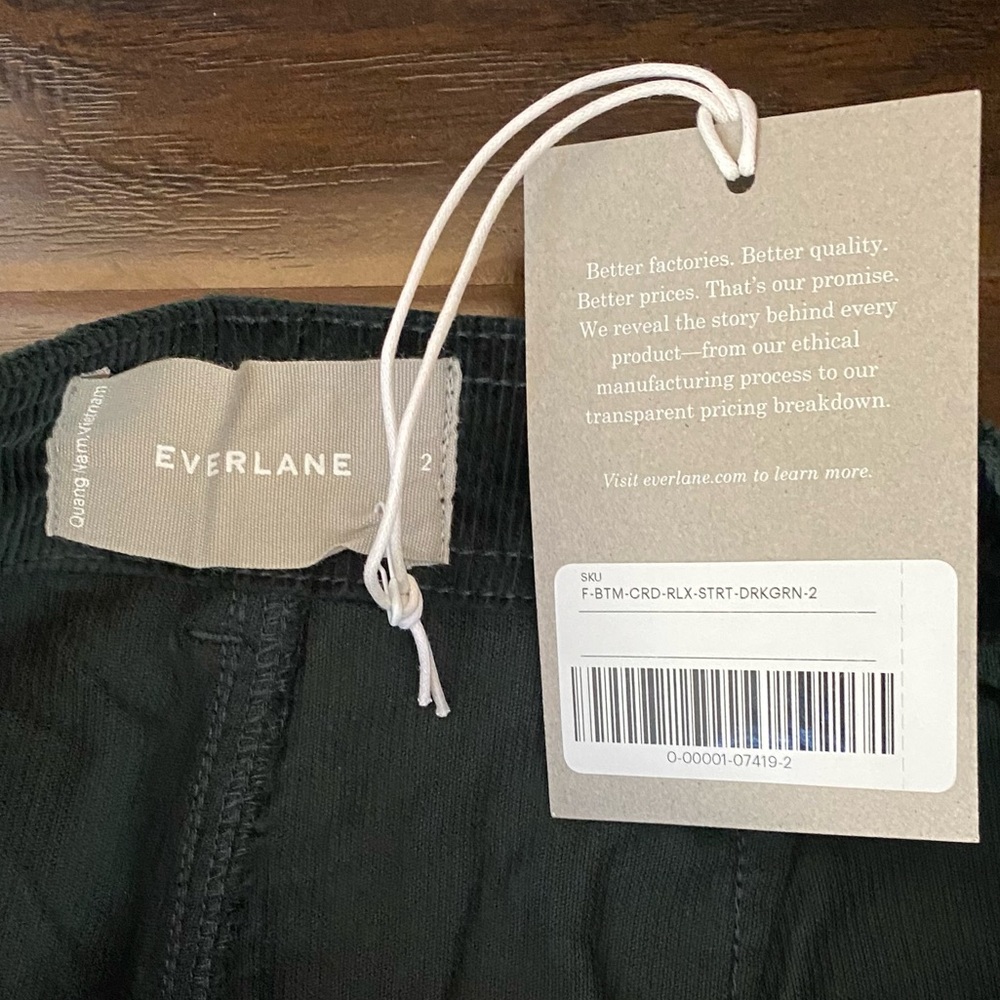 New Everlane woman’s corduroy straight relaxed dark green pant size 6 available - Picture 4 of 15